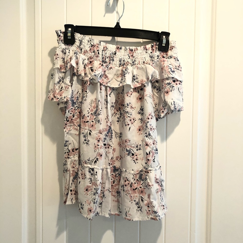 Michael Stars Smocked Off-the-Shoulder Top, Size M